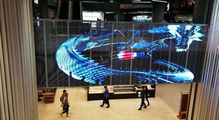 Pantalla LED transparente interior para el centro comercial de envío